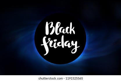 Light BLUE vector cover with a black hole, nebula. Colorful black hole with shining night sky stars. Backdrop for ads, leaflets of Black Friday.
