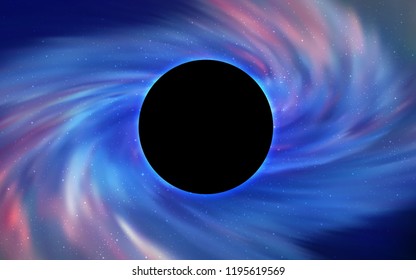 Light BLUE vector cover with a black hole, nebula. Abstract illustration with glitter colorful cosmic stars. Pattern for posters, banners of sales.