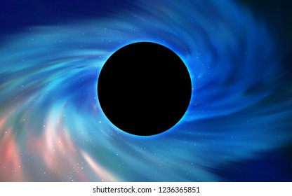 Light BLUE vector cover with a black hole, nebula. Gradient colorful illustration with a black hole, stars. Backdrop for Black Friday promotions.