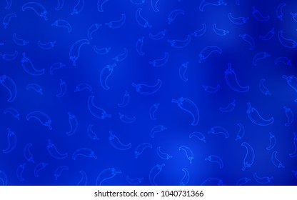 Light BLUE vector cover with chili peppers. Beautiful colored illustration with peppers in doodle style. Pattern for ad, booklets, leaflets of restaurants.