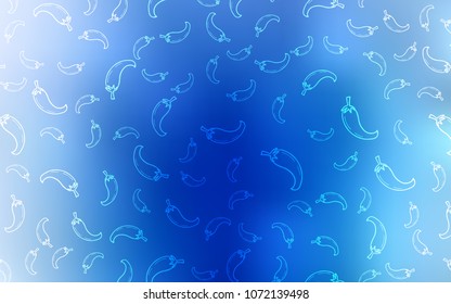 Light BLUE vector cover with chili peppers. Beautiful colored illustration with peppers in doodle style. Pattern for ads of breakfast, lunch, dinner.