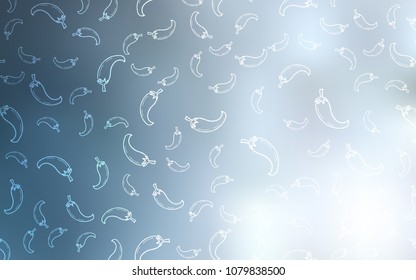 Light BLUE vector cover with chili peppers. Blurred decorative design of peppers in doodle style. Pattern for menu of cafes, bars, restaurants.