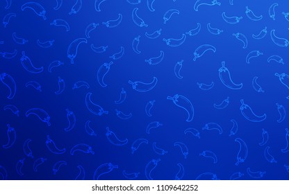 Light BLUE vector cover with chili peppers. Illustration with set of fresh peppers in doodle style. Pattern for ads of breakfast, lunch, dinner.
