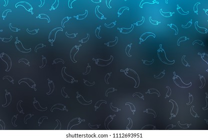 Light BLUE vector cover with chili peppers. Decorative shining illustration with peppers on abstract template. Pattern for menu of cafes, bars, restaurants.