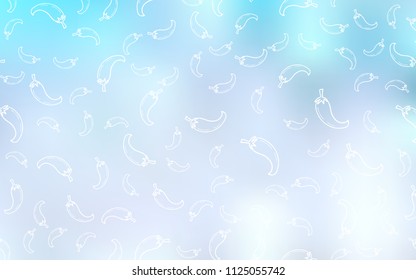 Light BLUE vector cover with chili peppers. Glitter abstract sketch with hot peppers. Pattern for ads of breakfast, lunch, dinner.