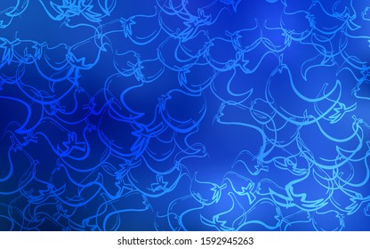 Light BLUE vector cover with chili peppers. Blurred decorative design of peppers in doodle style. Pattern for ad, booklets, leaflets of restaurants.