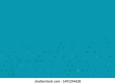 Light BLUE vector cover with circles, cubes. Colorful illustration with circles, squares in nature style. Pattern of water, rain drops.