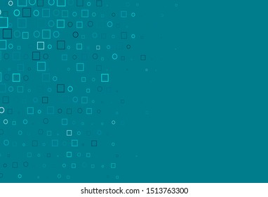 Light BLUE vector cover with circles, cubes. Colorful illustration with circles, squares in nature style. Pattern of water, rain drops.