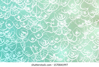 Light BLUE vector cover with cuisine gourmet. Illustration with set of fresh food in doodle style. Design for ad, poster, banner of cafes or restaurants.
