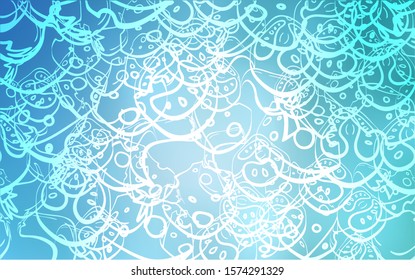 Light BLUE vector cover with cuisine gourmet. Illustration with set of fresh food in doodle style. Pattern for menu of cafes, bars, restaurants.