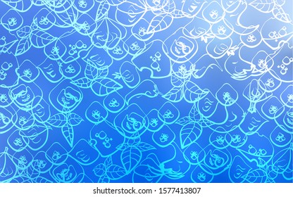 Light BLUE vector cover with cuisine gourmet. Decorative shining illustration with food on abstract template. Pattern for ads of breakfast, lunch, dinner.