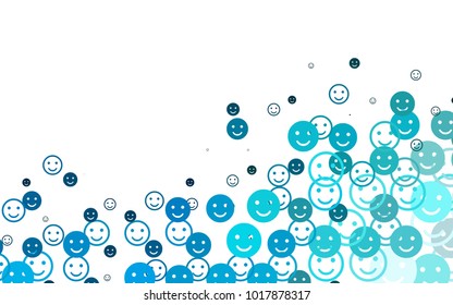 Light BLUE vector cover with cute smiles. Colorful gradient Smiles on white background. Pattern for carnival, festival fun leaflets.