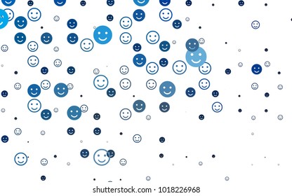 Light BLUE vector cover with cute smiles. Illustration with set of smiles in simple style. Pattern for ad, booklets, leaflets of celebrations.