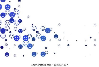 Light BLUE vector cover with cute smiles. Illustration with set of smiles in simple style. Pattern for parties, gifts, congratulations.