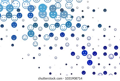 Light BLUE vector cover with cute smiles. Colorful gradient Smiles on white background. Design for positive ad, poster, banner.