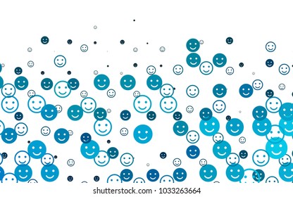 Light BLUE vector cover with cute smiles. Beautiful colored illustration with smiles in simple style. Pattern for carnival, festival fun leaflets.