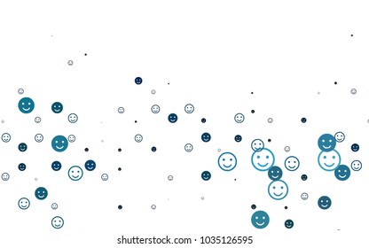 Light BLUE vector cover with cute smiles. Beautiful colored illustration with smiles in simple style. Pattern for ad, booklets, leaflets of celebrations.