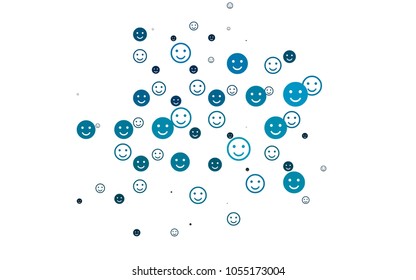 Light BLUE vector cover with cute smiles. Colorful gradient Smiles on white background. Pattern for parties, gifts, congratulations.