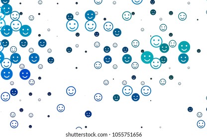 Light BLUE vector cover with cute smiles. Illustration with set of smiles in simple style. Template for cheerful greeting postcards.