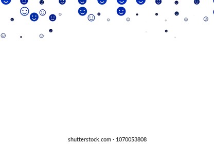 Light BLUE vector cover with cute smiles. Illustration with set of smiles in simple style. Pattern for parties, gifts, congratulations.