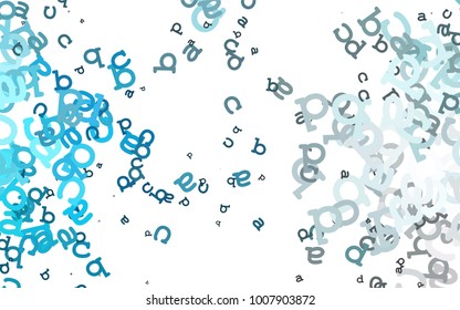 Light BLUE vector cover with english symbols. Shining illustration with ABC symbols on abstract template. The pattern can be used for school, grammar websites.