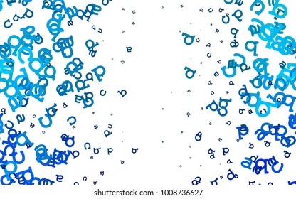 Light BLUE vector cover with english symbols. Shining illustration with ABC symbols on abstract template. Best design for your ad, poster, banner of college.