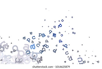 Light BLUE vector cover with english symbols. Shining illustration with ABC symbols on abstract template. The pattern can be used for school, grammar websites.