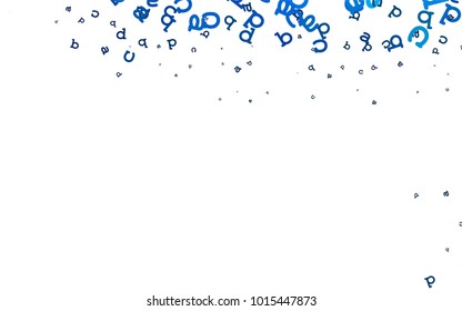 Light BLUE vector cover with english symbols. Abstract illustration with colored latin alphabet. Smart design for your business advert of university.