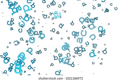 Light BLUE vector cover with english symbols. Abstract illustration with colored latin alphabet. Best design for your ad, poster, banner of college.