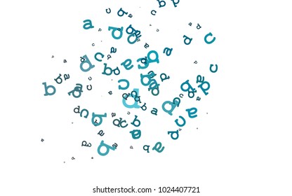 Light BLUE vector cover with english symbols. Colored alphabet signs with gradient on white background. The pattern can be used for ad, booklets, leaflets of education.