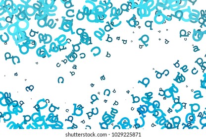 Light BLUE vector cover with english symbols. Abstract illustration with colored latin alphabet. The pattern can be used as ads, poster, banner for books.