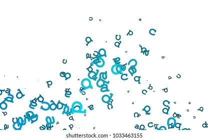 Light BLUE vector cover with english symbols. Blurred design in simple style with signs of alphabet. The pattern can be used for school, grammar websites.