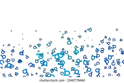 Light BLUE vector cover with english symbols. Blurred design in simple style with signs of alphabet. Best design for your ad, poster, banner of college.