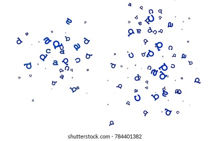 Light BLUE vector cover with english symbols. Shining illustration with ABC symbols on abstract template. Template can be used as a background for ads of typography.