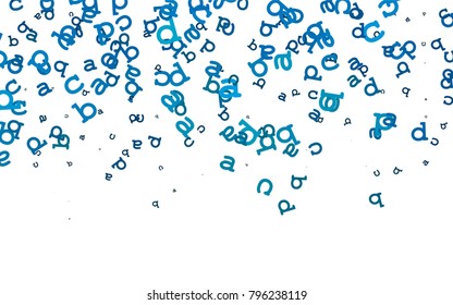 Light BLUE vector cover with english symbols. Colored alphabet signs with gradient on white background. Template can be used as a background for ads of typography.