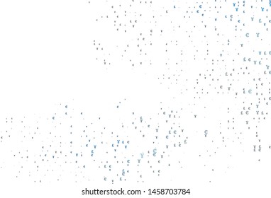 Light BLUE vector cover with EUR, JPY, GBP signs. Abstract illustration with colored financial digital symbols. The pattern can be used for financial, investment websites.