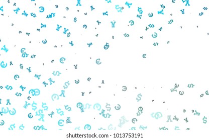 Light BLUE vector cover with Euro, Dollar, Yen signs. Modern abstract illustration with symbols of money. The pattern can be used as ads, poster, banner for payments.