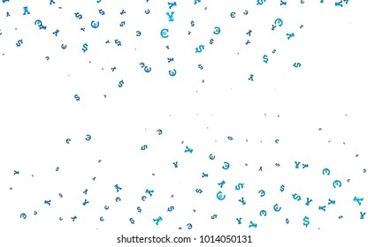 Light BLUE vector cover with Euro, Dollar, Yen signs. Shining colored illustration with EUR, USD, JPY signs. Smart design for your business advert of economic, wealth.