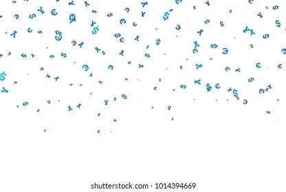 Light BLUE vector cover with Euro, Dollar, Yen signs. Illustration with EUR, USD, JPY signs on white template. Smart design for your business advert of economic, wealth.