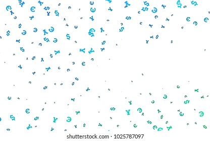Light BLUE vector cover with Euro, Dollar, Yen signs. Illustration with EUR, USD, JPY signs on white template. Smart design for your business advert of economic, wealth.