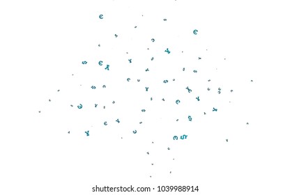 Light BLUE vector cover with Euro, Dollar, Yen signs. Abstract illustration with colored financial digital symbols. The pattern can be used for financial, investment websites.