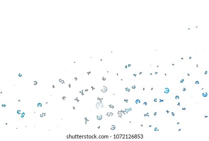 Light BLUE vector cover with Euro, Dollar, Yen signs. Modern abstract illustration with symbols of money. Template for ads of markets, loans.