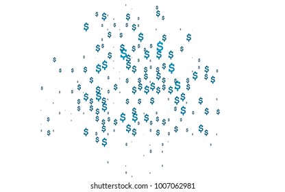 Light BLUE vector cover with financial symbols. Shining colored illustration with dollar signs, USD. The pattern can be used as ads, poster, banner for payments.
