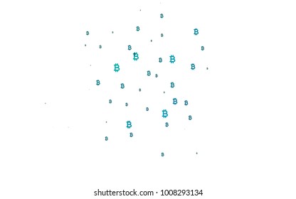 Light BLUE vector cover with financial symbols. Colored symbols of cryptocurrency on white background. The pattern can be used as ads, poster, banner for payments.