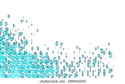 Light BLUE vector cover with financial symbols. Shining illustration with signs of dollars on abstract template. Template can be used as a background for ads of markets, loans.