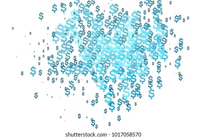 Light BLUE vector cover with financial symbols. Abstract illustration with colored financial, cash symbols. The pattern can be used for financial, investment websites.