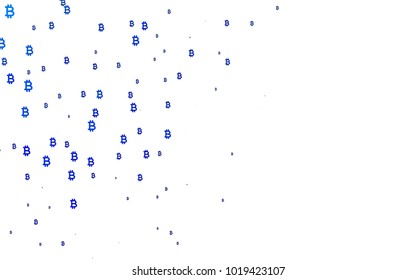 Light BLUE vector cover with financial symbols. Modern abstract illustration with symbols of digital money. The pattern can be used as ads, poster, banner for payments.