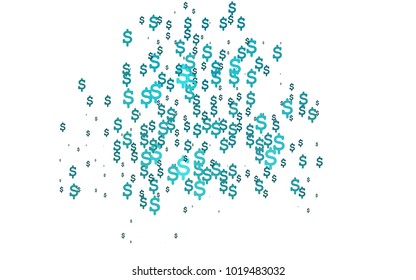 Light BLUE vector cover with financial symbols. Abstract illustration with colored financial, cash symbols. Best design for your ad, poster, banner of USD money.