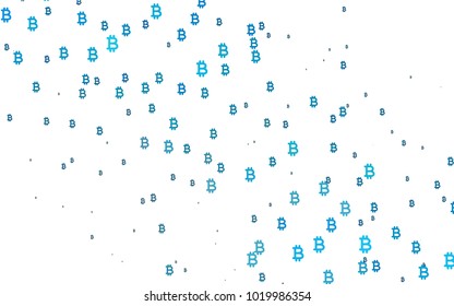 Light BLUE vector cover with financial symbols. Abstract illustration with colored financial digital symbols. The pattern can be used as ads, poster, banner for payments.