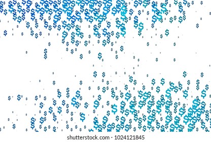 Light BLUE vector cover with financial symbols. Modern geometrical abstract illustration with banking symbols. The pattern can be used for financial, investment websites.
